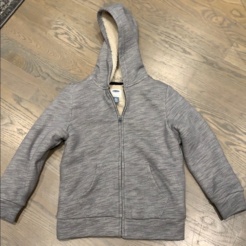 Boys Gray Sherpa lined hoodie